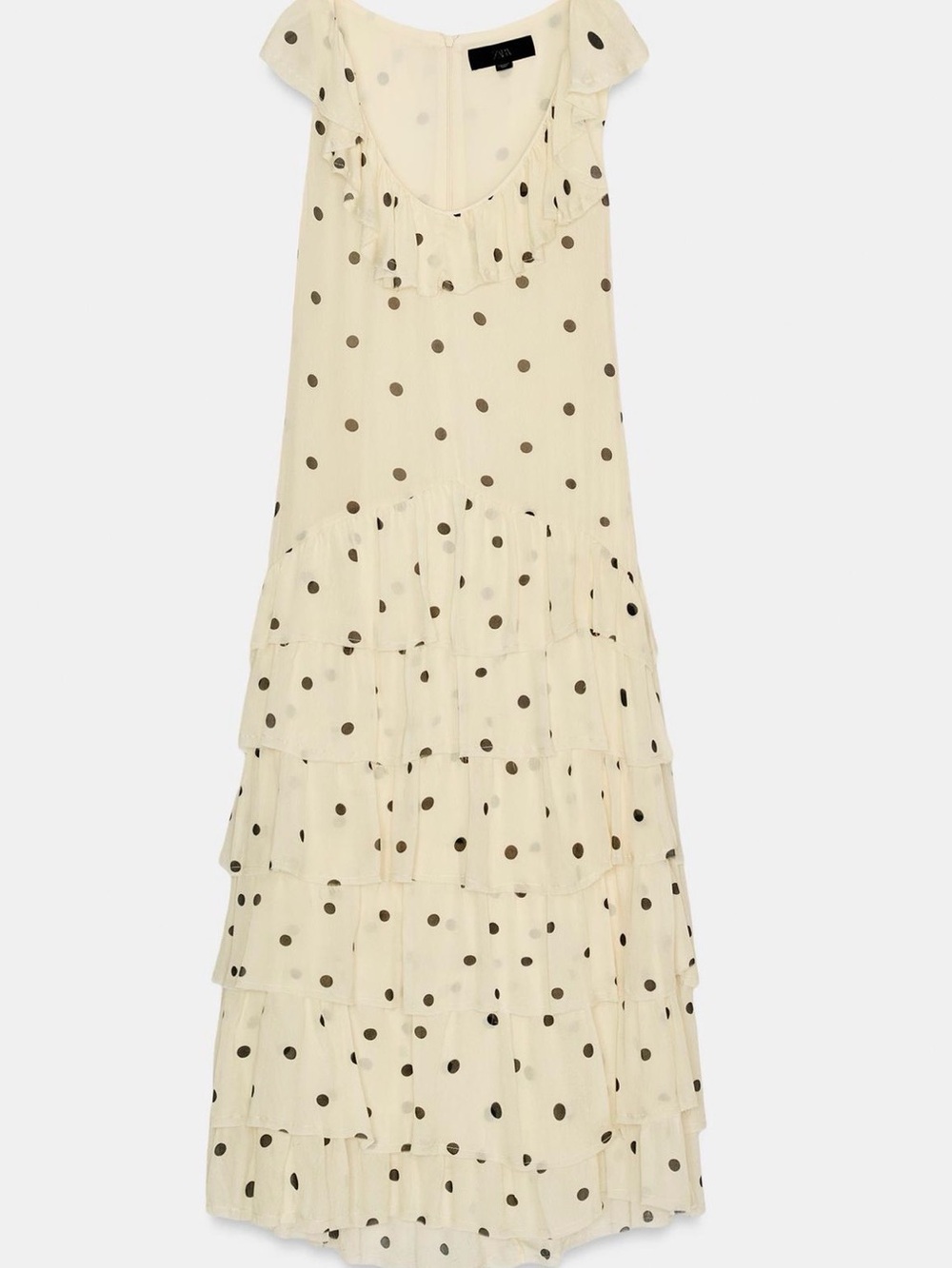New Zara Asymmetrical Polka Dot Ruffled Maxi Dress Viral Sold Out, XS